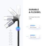 UGREEN USB 2.0 C M/M Round Cable Nickel Plating Aluminum Shell 2m (Gray Black)US261 US261-50152