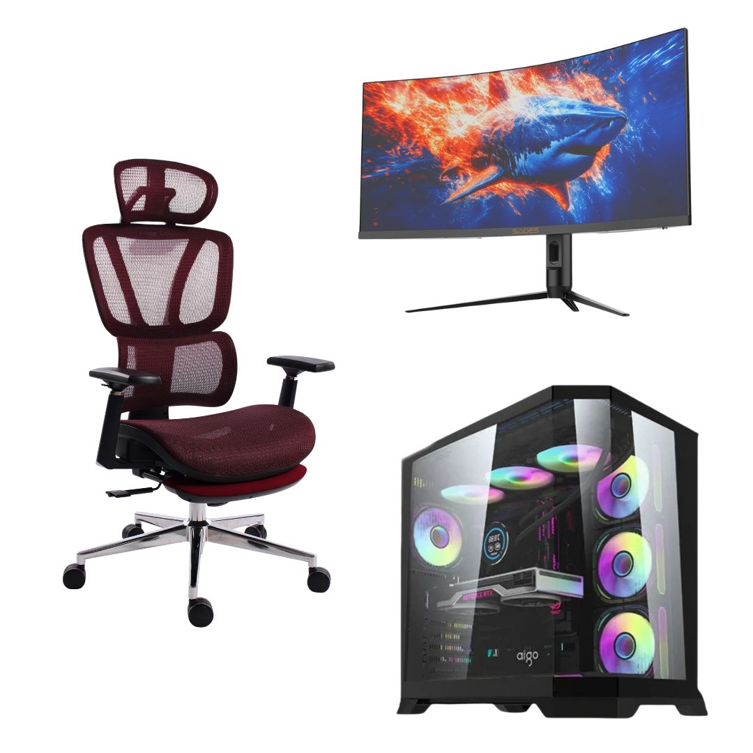 PC Bundle Intel Core i5-14400F | ASUS RTX 5060 Ti 16GB | 32GB DDR5 RAM | 1TB NVMe | 750W PSU | Win 11 Pro With Sades 34" QHD 180Hz Curved Monitor & Black Bull UMGC6001 Mesh Gaming Chair
