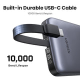 UGREEN 10000mAh Power Bank with Built-in Cable 15W