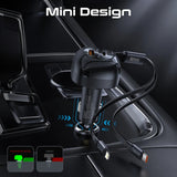 Promate 81W Multi-Port Car Charger with Retractable USB-C & Lightning Cables  - BLACK