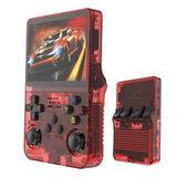 R36S Retro Handheld Video Game Console 3.5 Inch 64GB - Transparent Red