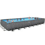 BESTWAY 9.56m x 4.88m x 1.32m Rectangular Pool Set (Pool, Sand Filter Pump (220-240V), Ladder, Cover, Polysphere, Pool Filtration Balls.)  561KJ (Installation Not Included)