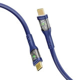 Promate TransLine-CC 60W Power Delivery Ultra-Fast USB-C Cable with Transparent Shells - Navy