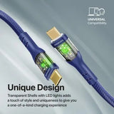 Promate TransLine-CC 60W Power Delivery Ultra-Fast USB-C Cable with Transparent Shells - Navy