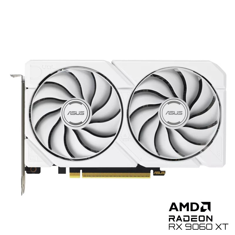 اسوس كارت شاشة ثنائية Radeon RX 9060 XT بسعة 16 جيجابايت GDDR6 للألعاب - أبيض