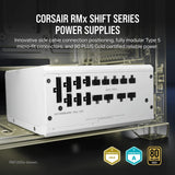 مزود طاقة CORSAIR RM1000x 1000W 80 Plus Gold Shift Modular لون أبيض