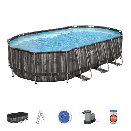 BESTWAY 6.10M X 3.66M X 1.22M OVAL POOL SET (Contents:One Pool, Filter Pump(220-240V), Ladder,Cover, ChemConnect Dispenser, Compatible with Cartridge 58012(III)220-240V)  5611R (Installation Not Included)