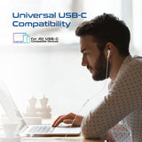 Promate Laxi-M.White High Fidelity USB-C ENC Mono Wired Earphone In-Line Microphone & Volume Controls - White