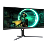 AOC شاشة ألعاب مسطحة VA بانل، مقاس 34 بوصة، بدقة WQHD (2560 × 1440)، ومعدل تحديث 144 هرتز، وزمن استجابة 1 مللي ثانية - أسود