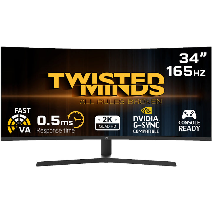 Twisted minds TM34WQHD165VA 34" WQHD, 165Hz, 0.5ms, HDMI 2.1,VA Curved Gaming Monitor - Black