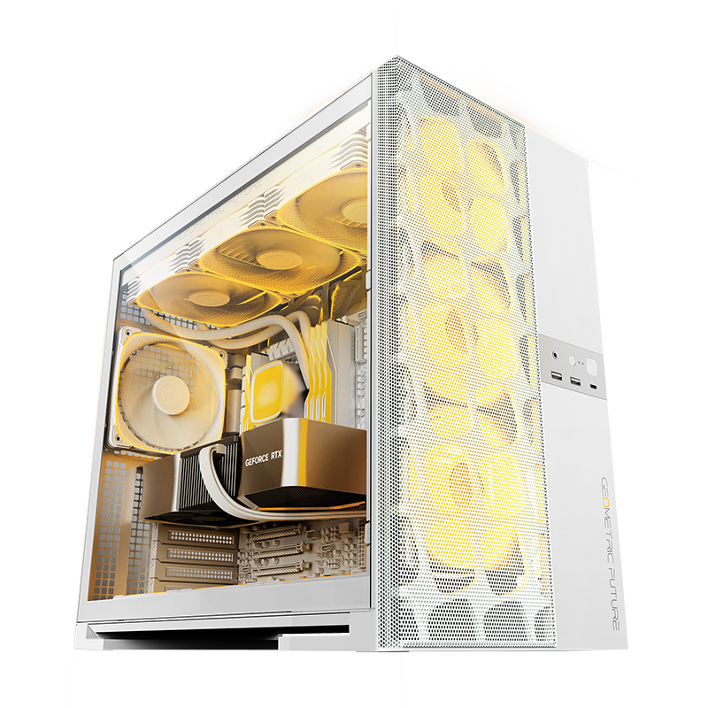 Geometric Future Model 5 Vent Mesh Mid Tower Case with 2503-140mm fan x5 - White