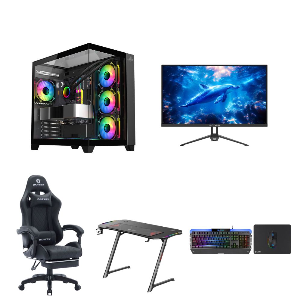 Gaming PC Intel Core i7-14700F, RTX 5060 8GB, Ram 16GB DDR5 6000MT/s, 1TB SSD, with 27” 240Hz Monitor, Gaming Desk, Chair & Gaming Combo