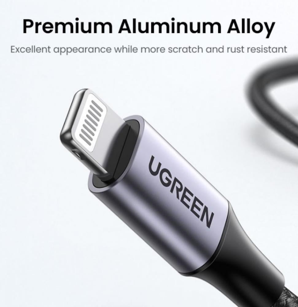 UGREEN USB-C to Lightning M/M Cable  20W Aluminum Shell Braided 1m (Black)US304