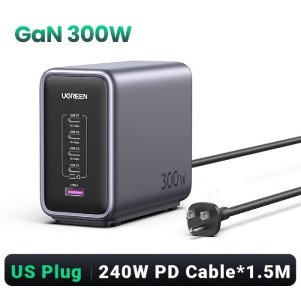 UGREEN Nexode 300W 5-Port PD GaN Fast Charger UK CD333 CD333-90904B