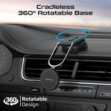 Promate Versatile Ultra-Thin Cradleless 15W MagSafe Compatible Wireless Car Charger  Detachable base  - Black