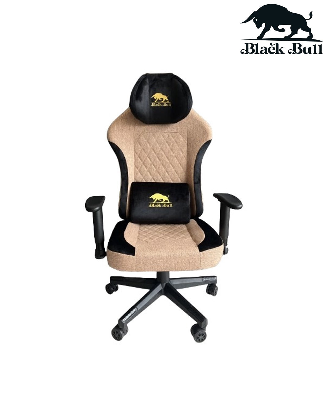 Gaming Chair With Molded Headrest Up & Down - Fabric , Black/Brown by Black Bull - UMGC102R