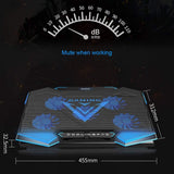 Game Cooling Pad Laptop Cooler with 5 Quiet Red LED Fans - Black/Blue