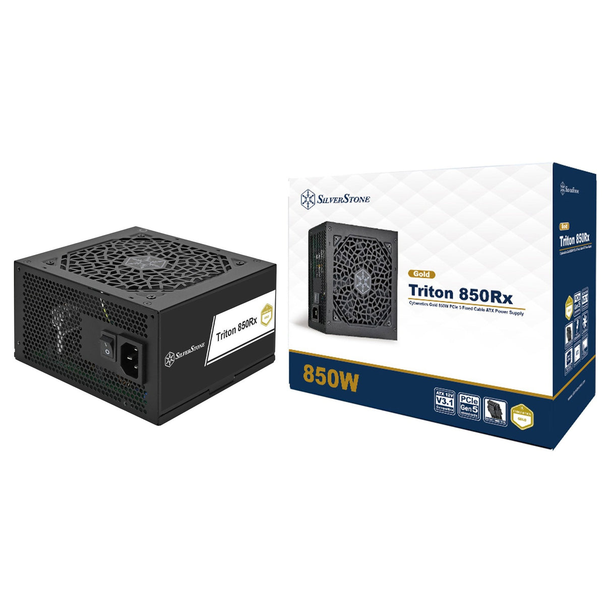 Silverstone Triton 850RX 850W Gold PCle 5 ATX Power Supply - Black