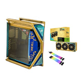 جهاز كومبيوتر العاب نسخة خاصة معالج AMD RYZEN 9-9950X3D, كرت شاشة اصدار خاص ذهبي RTX 5090 , رام 96 جيجا DDR5 6800