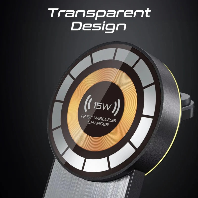 Promate 3 in 1 Transparent Foldable MagSafe Compatible Wireless Charging Station with Night Light  - Black