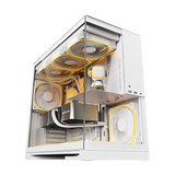 Geometric Future Model 5 Mid Tower Glass Case with 5 Fans - White