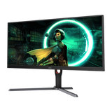 AOC شاشة ألعاب مسطحة VA بانل، مقاس 34 بوصة، بدقة WQHD (2560 × 1440)، ومعدل تحديث 144 هرتز، وزمن استجابة 1 مللي ثانية - أسود