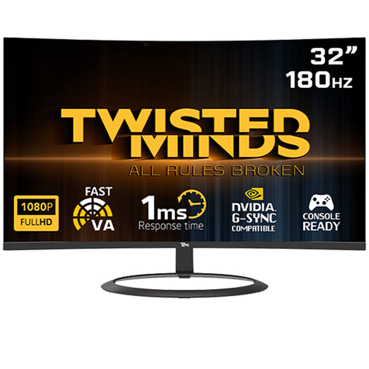 Twisted minds TM32CFHD180VA 32" FHD Eclipse Series, 180Hz 1ms Fast VA Curved Gaming Monitor - Black