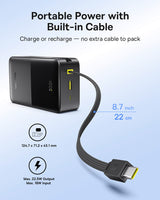 بنك طاقة Baseus EnerFill FC51 Bipow2 Pro بشاشة عرض رقمية وكابل مدمج، سعة 30000 مللي أمبير، قدرة 22.5 واط - أسود كوني