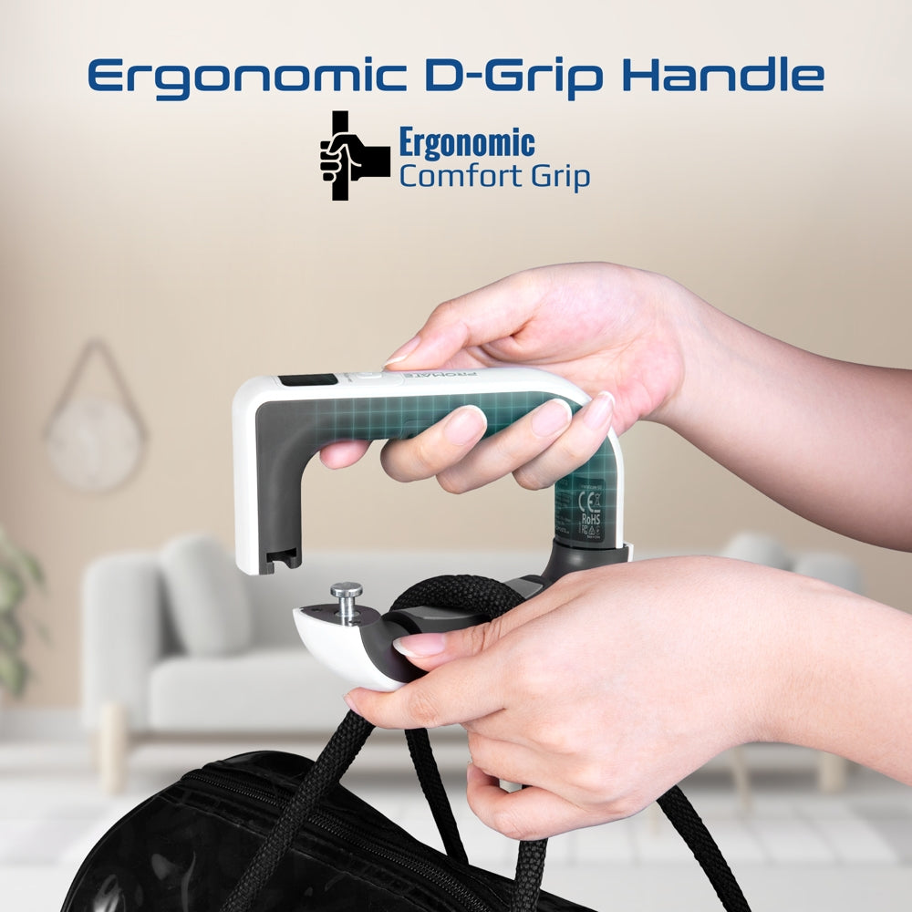Promate Comfort-Grip High Precision Digital Handheld Luggage Scale, 50Kg Max Capacity - White