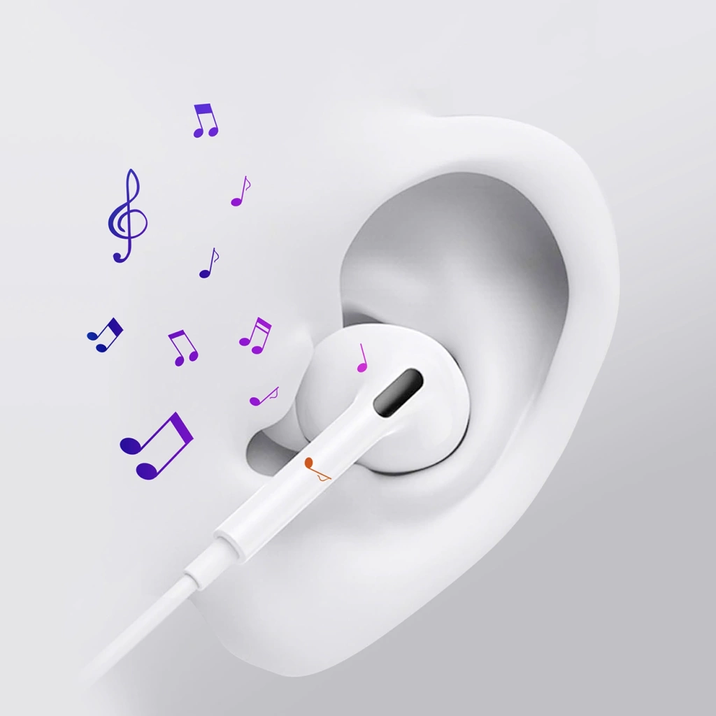 سماعة Choetech OC-A011-WH سلكية بمنفذ Type-C مع مايكروفون وتحكم في الصوت – أبيض