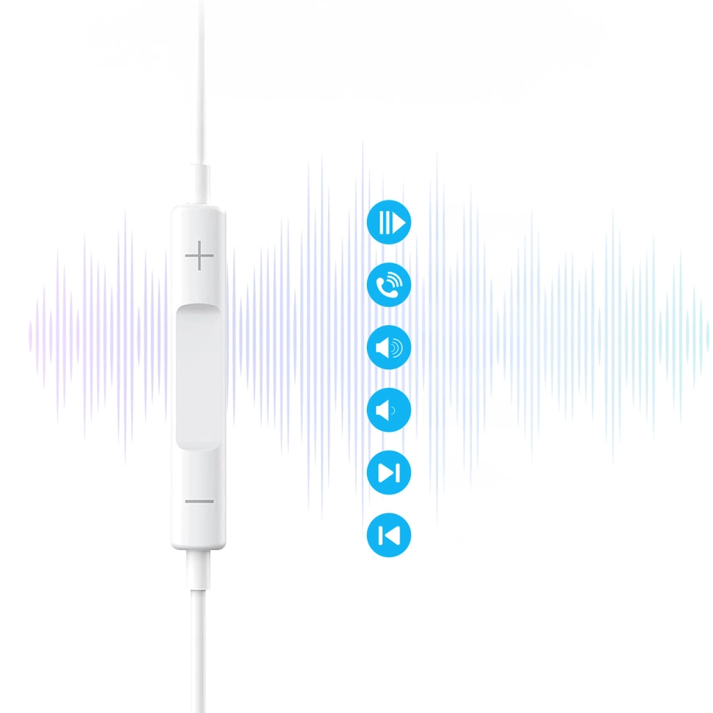 سماعة Choetech OC-A011-WH سلكية بمنفذ Type-C مع مايكروفون وتحكم في الصوت – أبيض