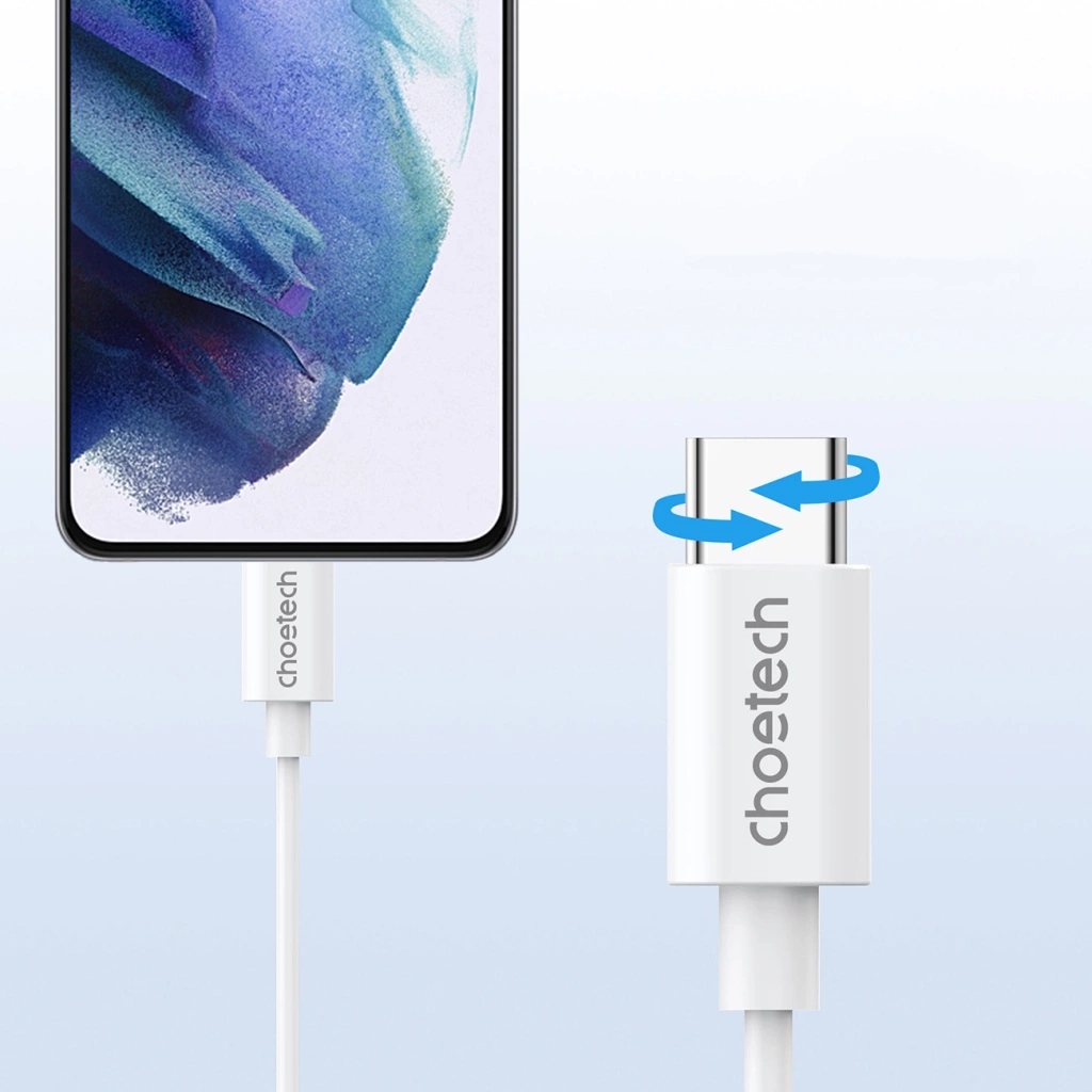 سماعة Choetech OC-A011-WH سلكية بمنفذ Type-C مع مايكروفون وتحكم في الصوت – أبيض