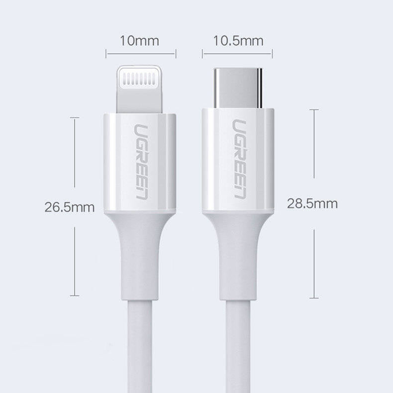 UGREEN USB-C to Lightning Cable M/M Nickel Plating ABS Shell 1.5m (White) US171 60W