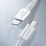 UGREEN USB-C to Lightning Cable M/M Nickel Plating ABS Shell 1.5m (White) US171 60W