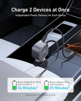 Anker Nano Car Charger (75W, USB-C Port, Built-in Retractable USB-C Cable) A2738HA2 - Silver