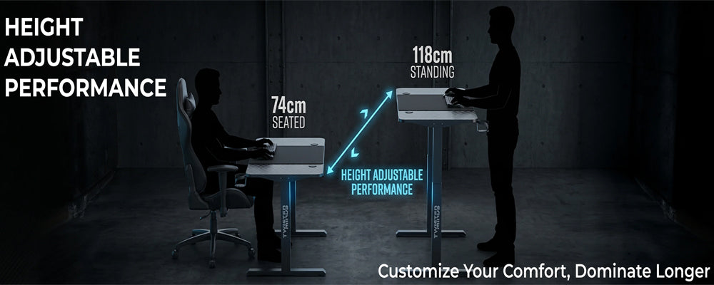 Twisted Minds Paradox Adjustable Gaming Desk, 120x60 cm,with Cup Shelf, Headphone Hook & Mousepad - White (Installation Not Included)