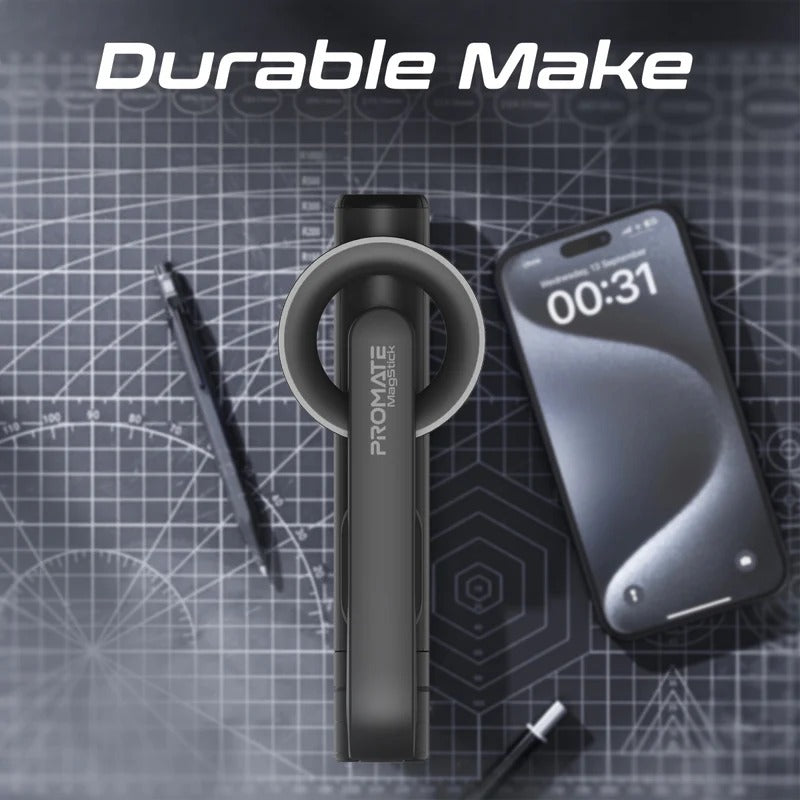 Promate MagSafe Compatible Foldable Selfie Stick with BT Remote Control - Black