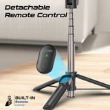 Promate MagSafe Compatible Foldable Selfie Stick with BT Remote Control - Black