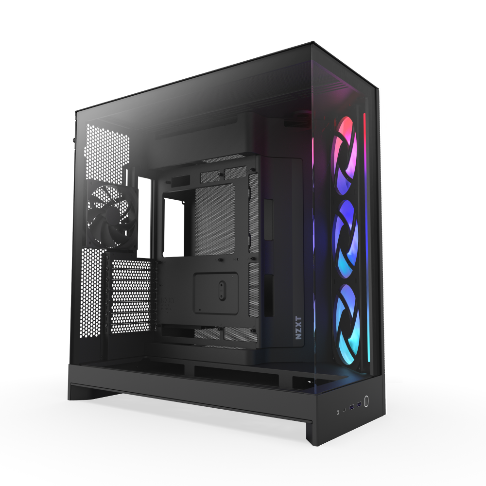 NZXT H9 Flow RGB 2025 Dual Chamber Mid Tower Case With RGB Fans - Black