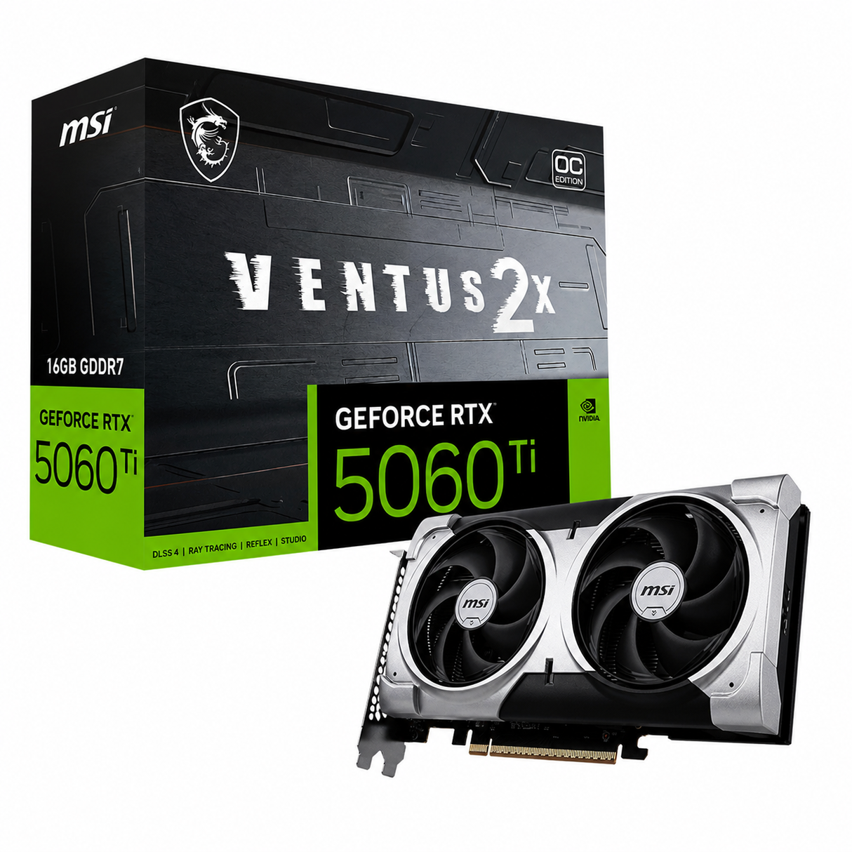 MSI GeForce RTX 5060 Ti 16G Ventus 2x OC Plus Gaming Graphics Card - Black