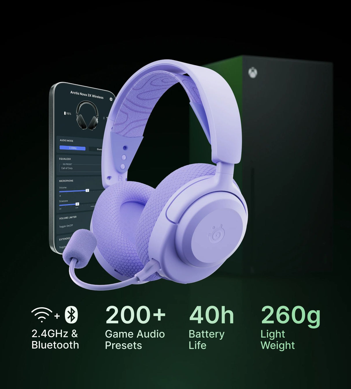 SteelSeries Arctis Nova 3X Wireless for Xbox and Other Platforms Lavender 61693
