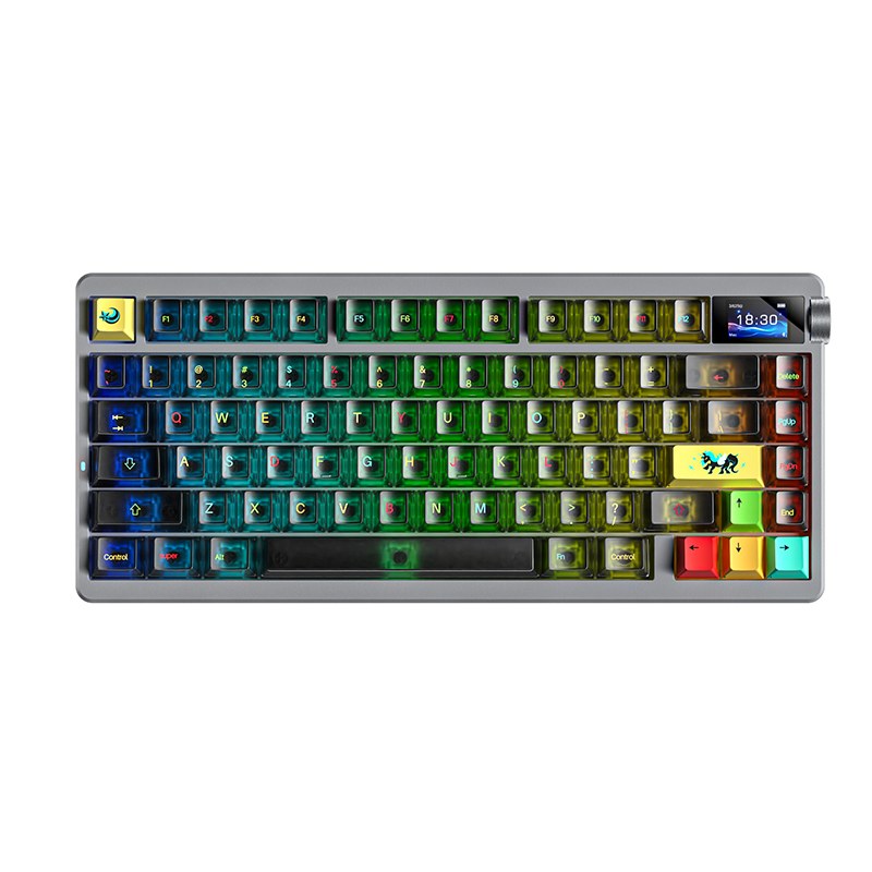 AULA NOVA75 75% Smart Custom Mechanical Keyboard (Wired / 2.4G / BT) Dream Sakura Switch - Black Frosted Translucent Keycaps