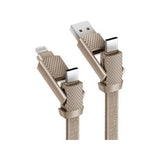 بازيك جو تشارج ألوكيبل – كابل شحن 4 في 1 من الألمنيوم بمدخل USB-A / USB-C ومخرج USB-C / لايتنينج – شحن سريع PD – 1 متر – ذهبي