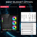 GAMEON INFINITY Series ARGB ATX Mid Tower Gaming PC Case - Black (7 ARGB Fans Included)