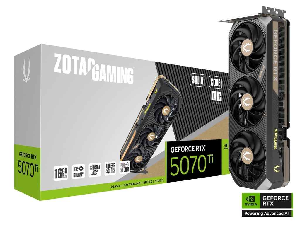 زوتاك جيمينغ GeForce RTX 5070 Ti Solid Core OC سعة 16 GB – اللون أسود