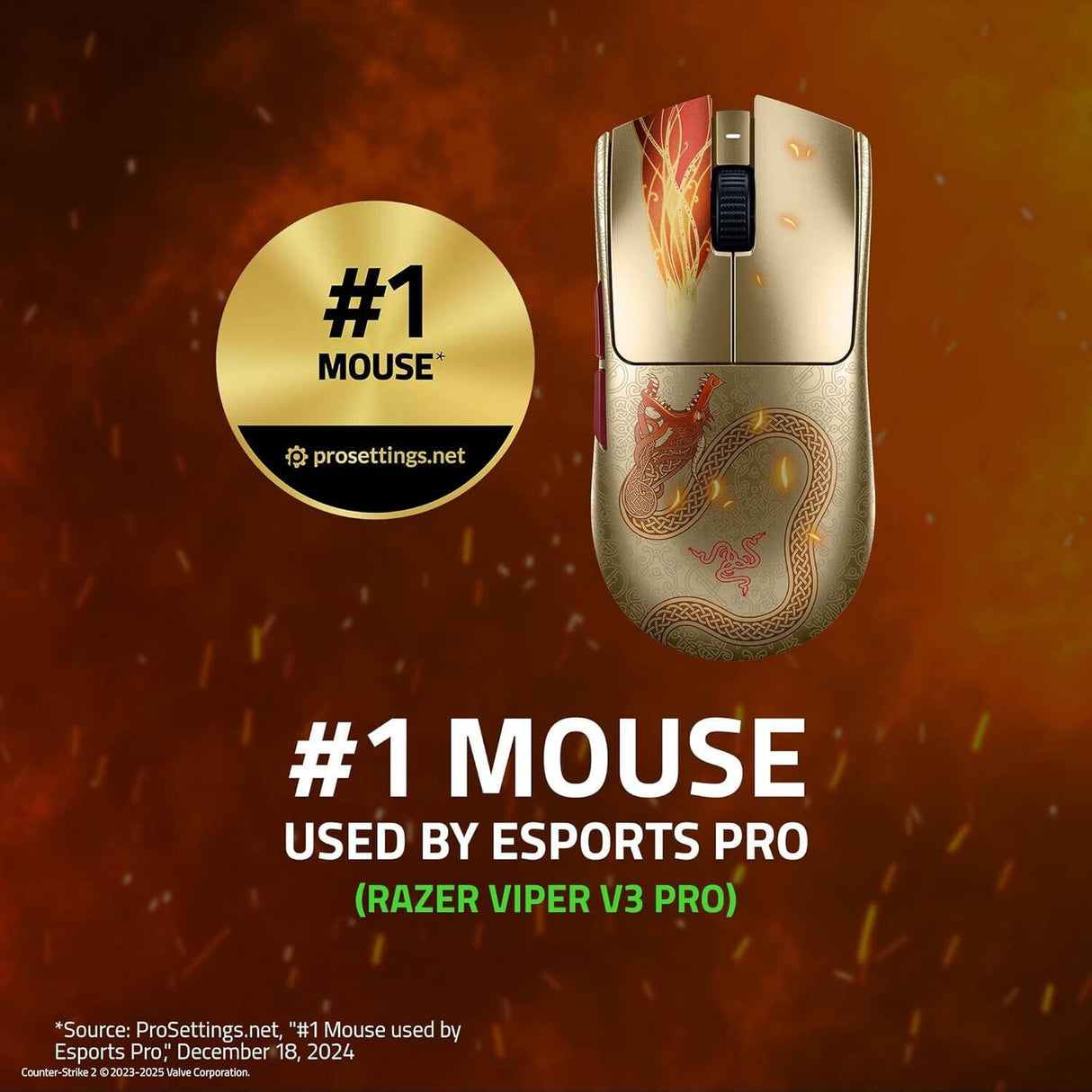 Razer Viper V3 Pro Ultra-lightweight HyperSpeed SYM Metrical Esport Mouse Soft Gaming Mouse Counter Strike 2 Edition RZ01-05120800