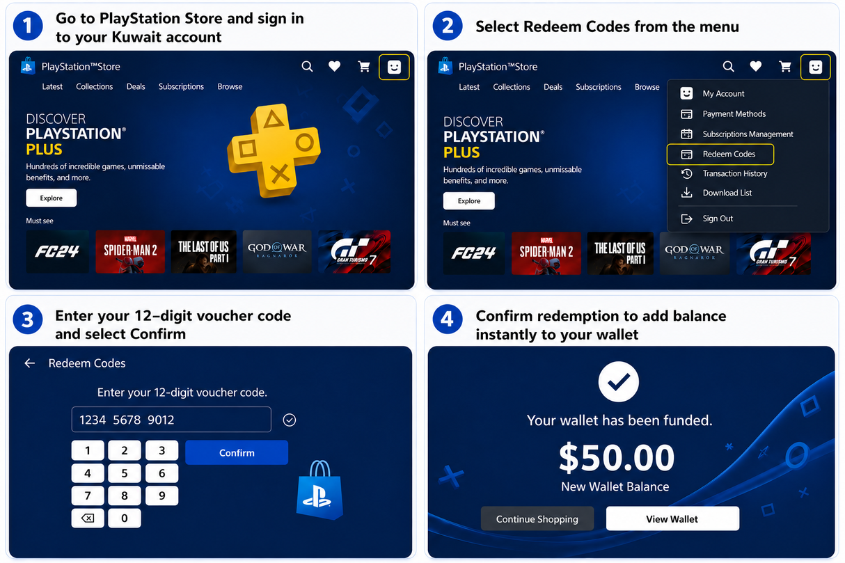 Sony Playstation / PSN Gift Card 50$ - Kuwait (SMS Delivery)