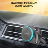 Promate 2-in-1 MagSafe Compatible 15W Wireless Car Charger with Built-in Wireless Mono ENC Earphone - Black