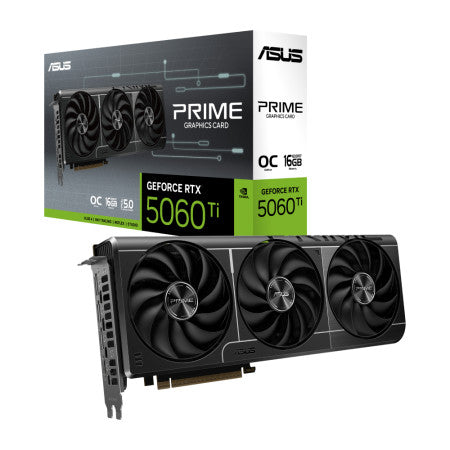 أسوس برايم GeForce RTX 5060 Ti إصدار OC بسعة 16GB GDDR7 مع ثلاث مراوح وواجهة PCIe 5.0
