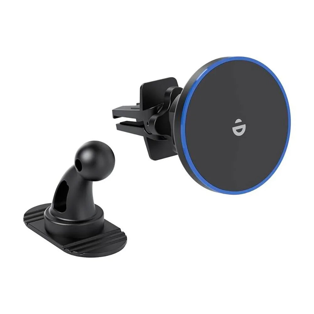 حامل سيارة Choetech T208-F مغناطيسي مع شحن لاسلكي 15W – تركيب على التكييف أو الطبلون – متوافق مع MagSafe – أسود